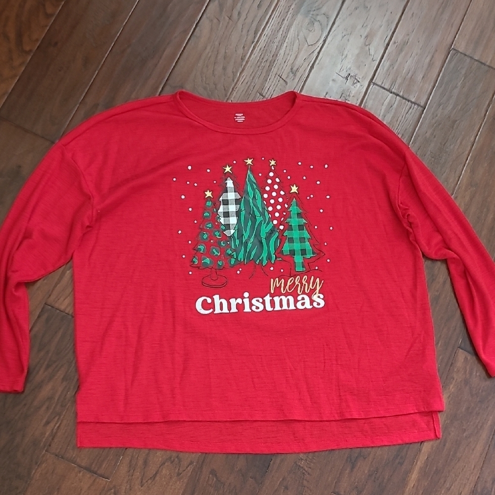Holiday Time Red Long Sleeve Christmas Themed shirt size 2X (20W-22W)